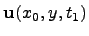 $ \mathbf{u}(x_0,y,t_1)$